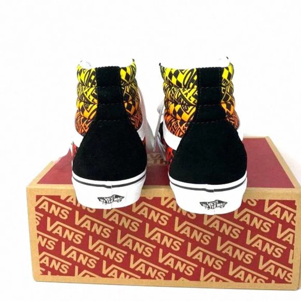 VANS Sk8-HI Logo Flame Suede Canvas Black Skate VN0A4U3C2N5 Size Women's Shoes